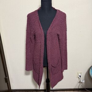 Women’s Merokeety Size Small Maroon Lagenlook Cozy Core Sherpa Cardigan